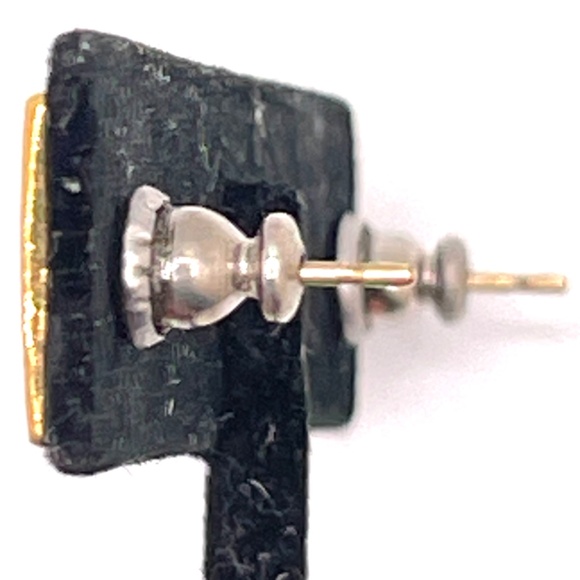 Laurel Burch  1993 Signed Gold Tone Enamel Pierced Post Earrings - Picture 5 of 6